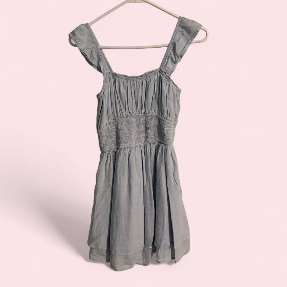 Hollister Skort Dress Womens M Light Blue Smocked Ruffle Romper